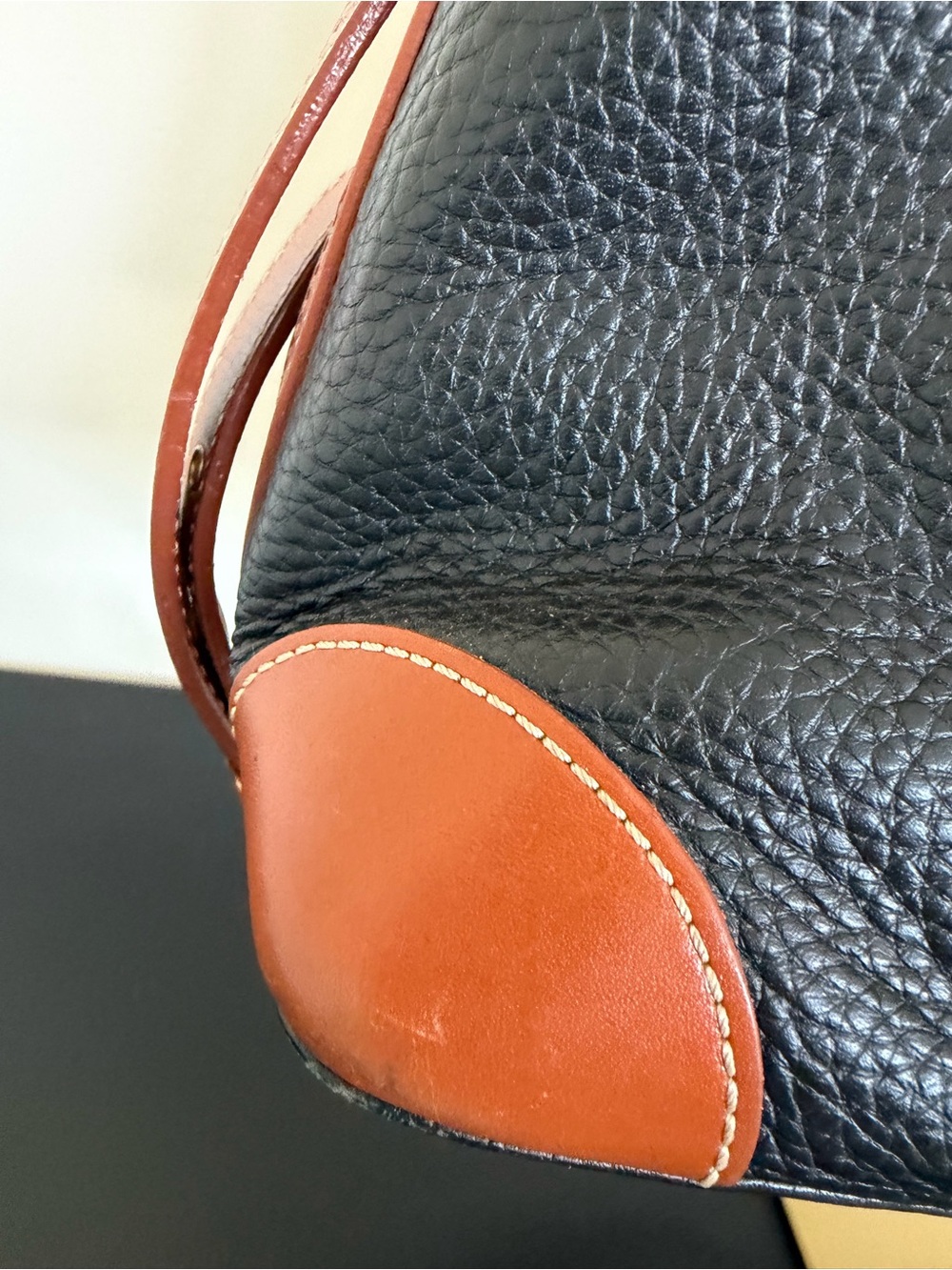 Dooney & Bourke Black Pebbled Leather Cognac Satchel Shoulder Bag - Picture 10 of 13